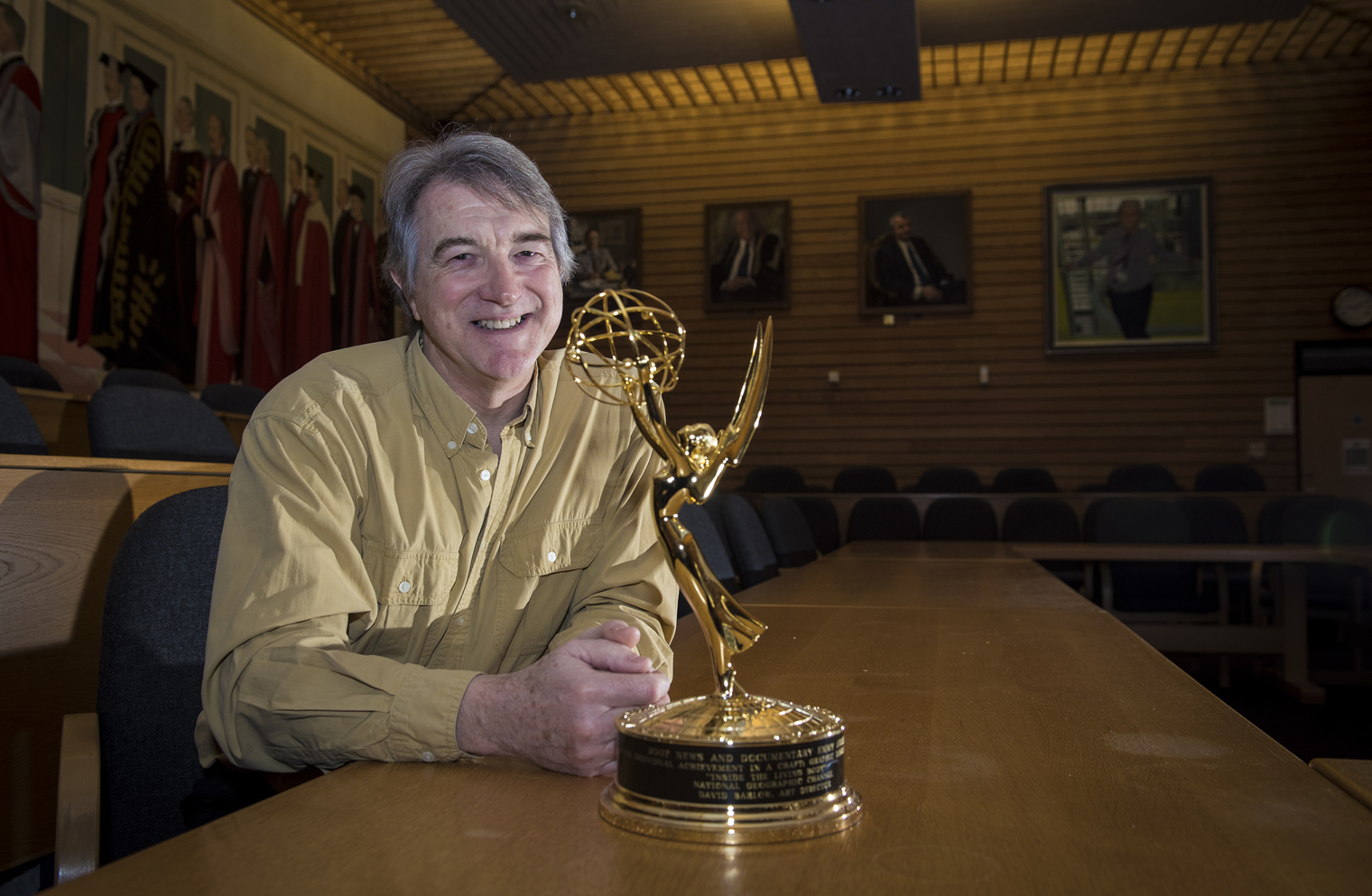 David Barlow with Emmy award