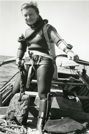 Honor Frost in Scuba Gear stood on Expedition Boat