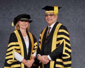 Our new joint chancellors in their formal gowns